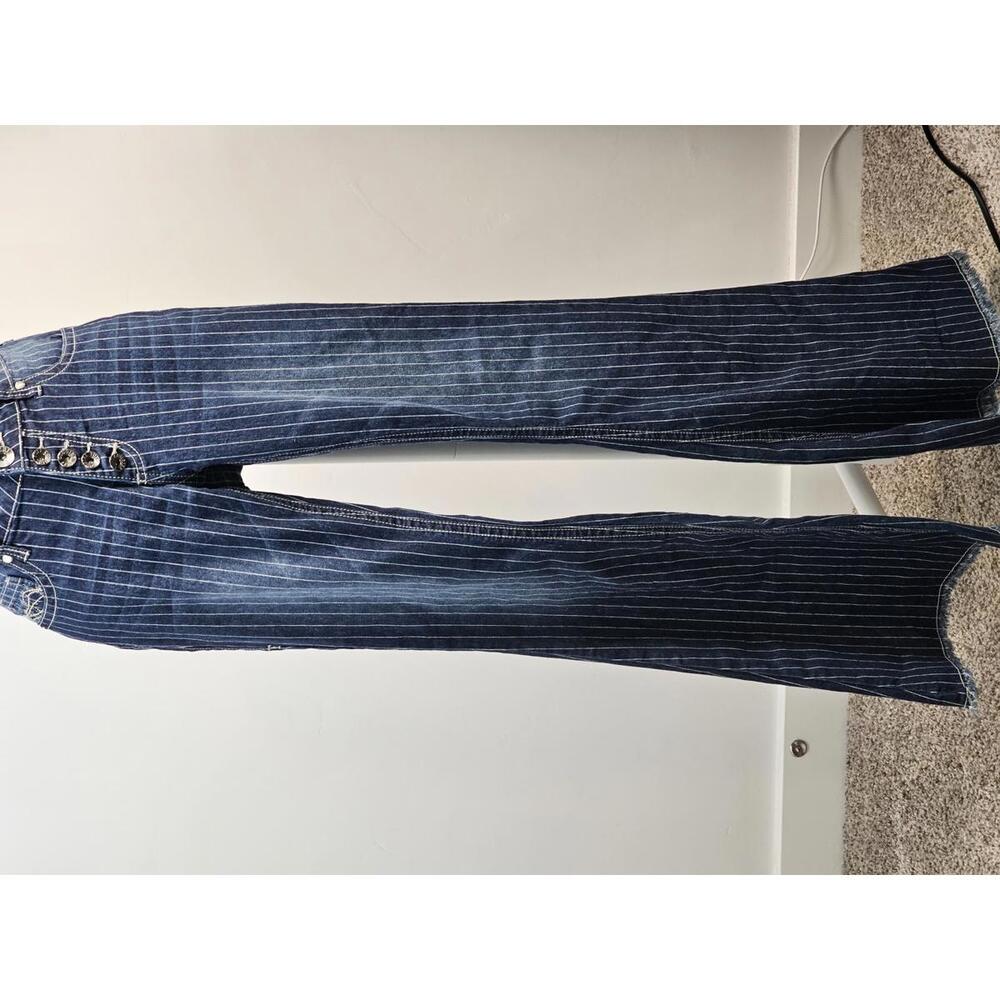 Cowgirl Tuff High-Waisted Pinstripe Flare Jeans 26 x 35